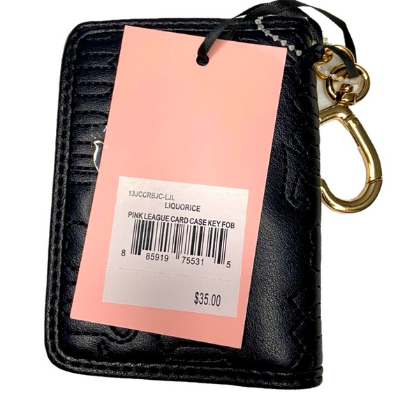 JUICY COUTURE  Pink League Card Case Key Fob Wallet In Liquorice - Picture 2 of 4